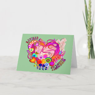 Cartão Professor aposentado Artsy Retro Heart