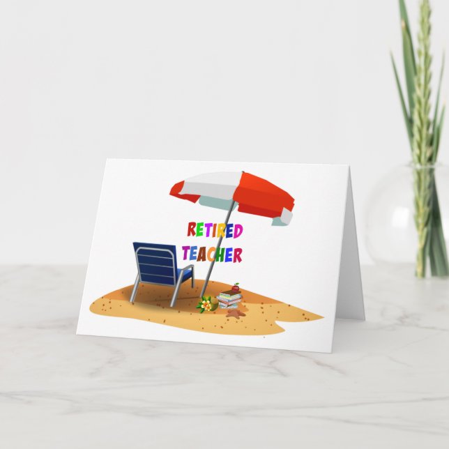 Cartão Professor aposentado, cena de praia (revista) (Frente)