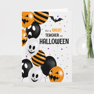 Cartão Professor Balões e Bolinhas Halloween
