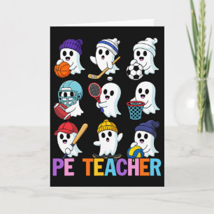Cartão Professor de Educação Física de Halloween Fantasma