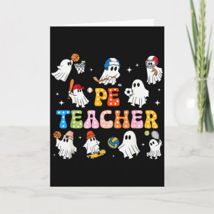 Cartão Professor de Educação Física no Halloween Fantasma