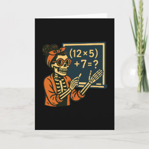 Cartão Professor de Halloween Seis Sete Meme 6 7 Esquelet