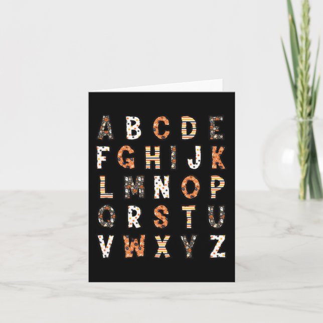Cartão Professor de Halloween Spooky Alphabet (Frente)