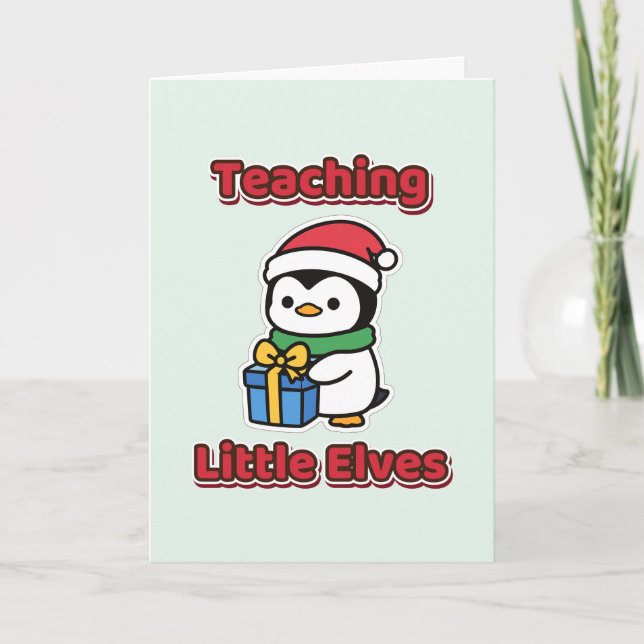 Cartão Professor de Natal dos Pequenos Elfos (Frente)