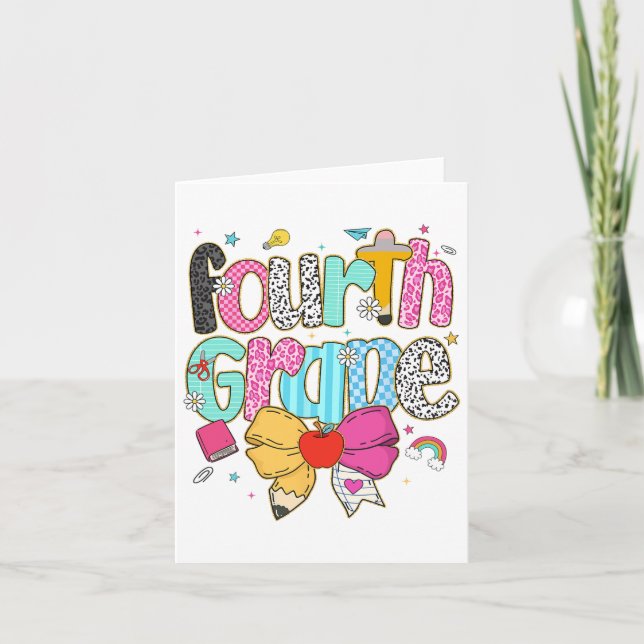 Cartão Professor de quarto ano, professor de quarto grau, (Frente)