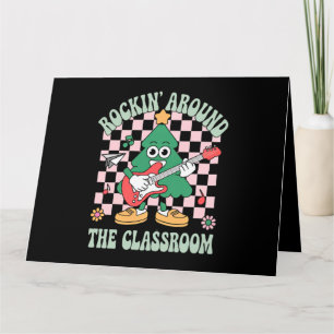 Cartão Professor Groovy Natal Balançando na Sala de Aula