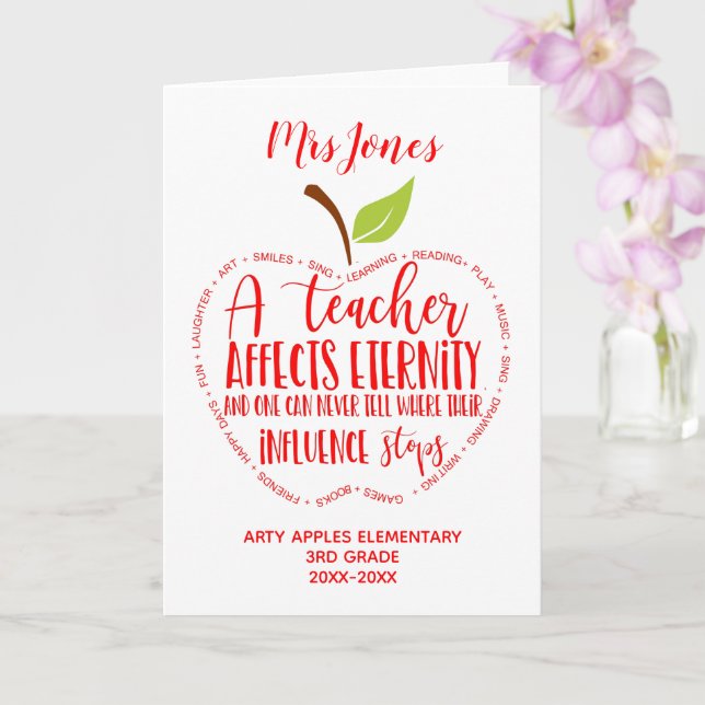 Cartão professor obrigado você aposentou a maçã de arte (Orquídea)