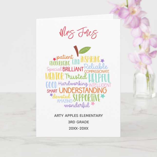 Cartão professor obrigado você aposentou a maçã de arte (Orquídea)