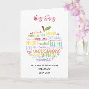 Cartão professor obrigado você aposentou a maçã de arte