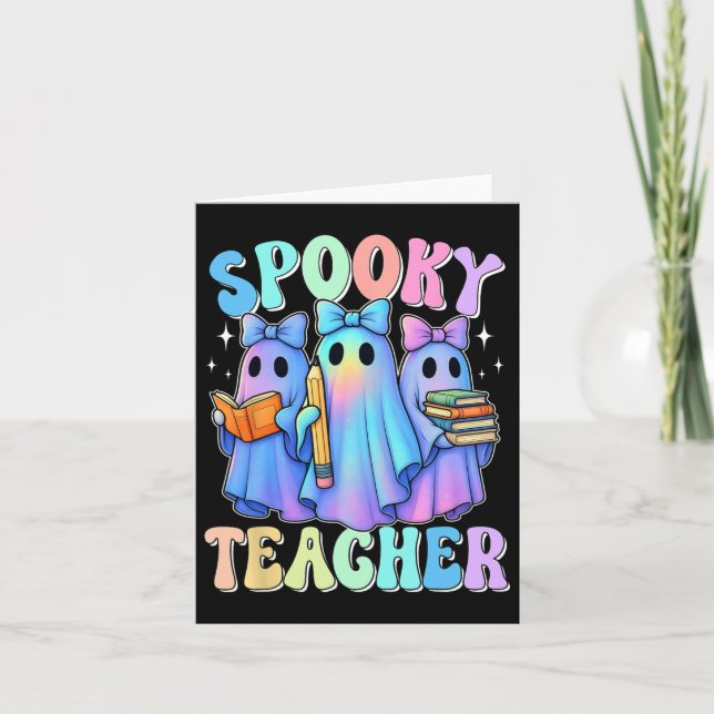 Cartão Professor Spooker Pastel Galaxy Ghost Halloween Tr (Frente)
