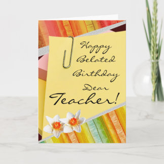 Cartão Professor tardivo feliz do aniversário