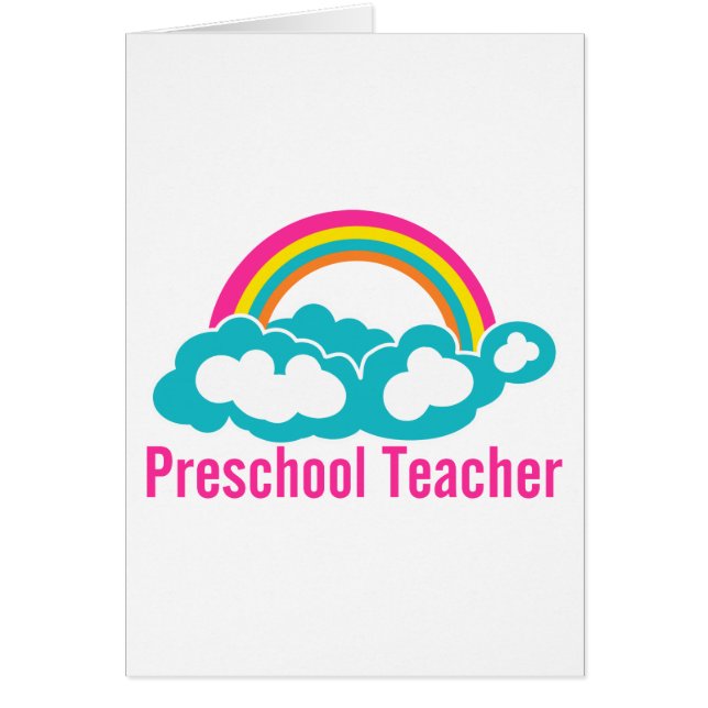 Cartão Professora da pré-escola Rainbow Cloud (Frente)
