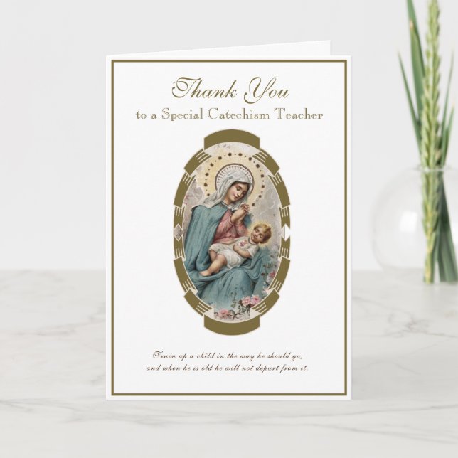 Cartão Professora de CCD Religiosa Virgem Maria Padre Fre (Frente)