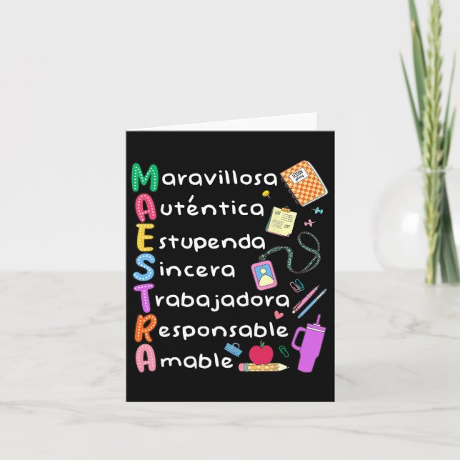 Cartão Professora Espanhola Maestra Bilíngue (Frente)