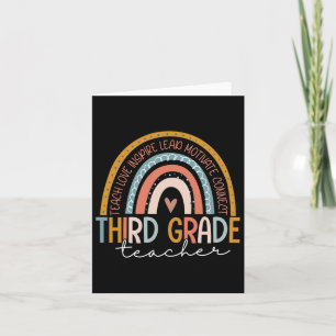Cartão Professora Grau Ensino Amor Inspira Boho Rainbow