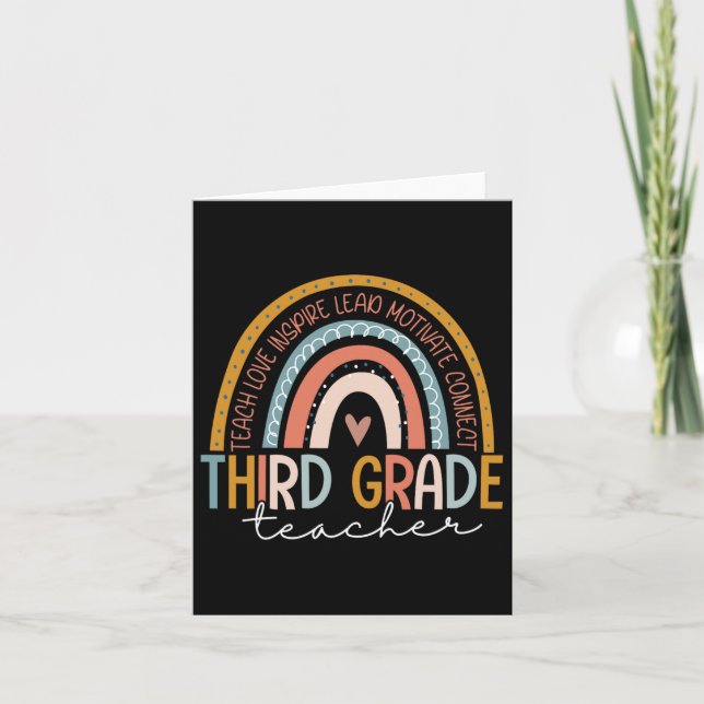 Cartão Professora Grau Ensino Amor Inspira Boho Rainbow (Frente)