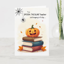 Cartão Professora Halloween Pumpkin em Livros Aranha-Gota
