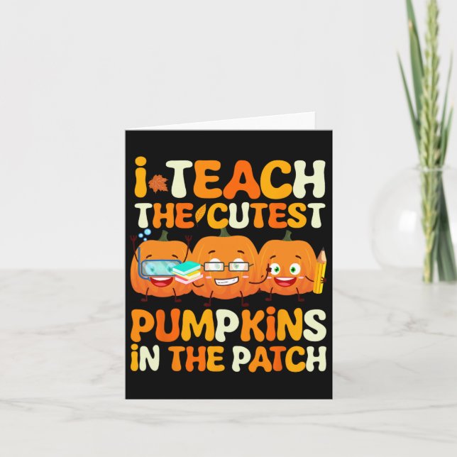 Cartão Professora Halloween Pumpkins No Patch Tea (Frente)