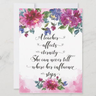 Cartão Professora Typografia de volta à doação de aposent