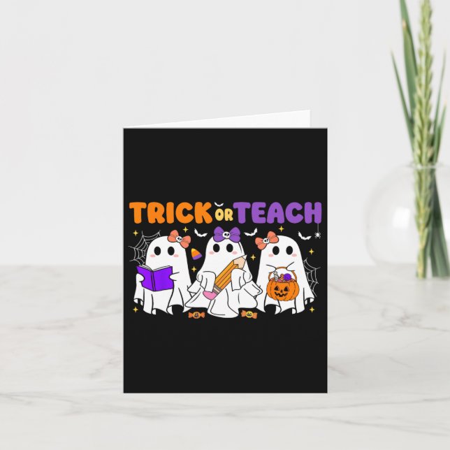 Cartão Professores De Truque De Halloween Ou De Ensino (Frente)
