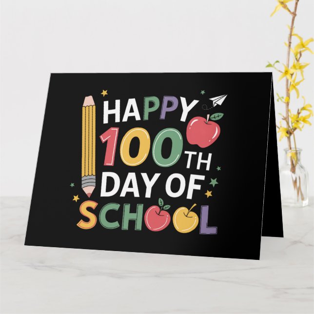 Cartão Professores do 100º Dia de Escola Feliz 100 Dias (Flor Amarela)