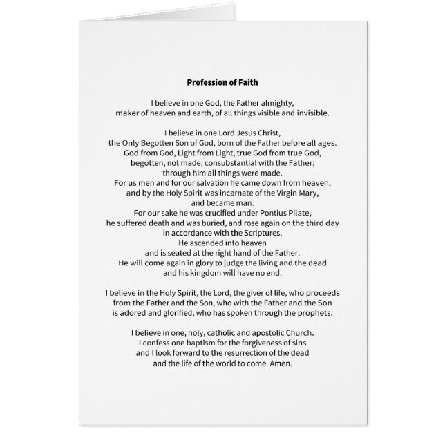 Cartão Profissão de Fé (Frente)