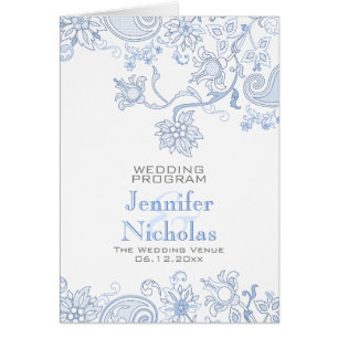 Cartão Programa de Casamento Foliar e Flores de Cores