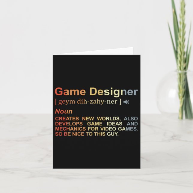 Cartão Programador de Jogo Definição do Designer de Jogo  (Frente)