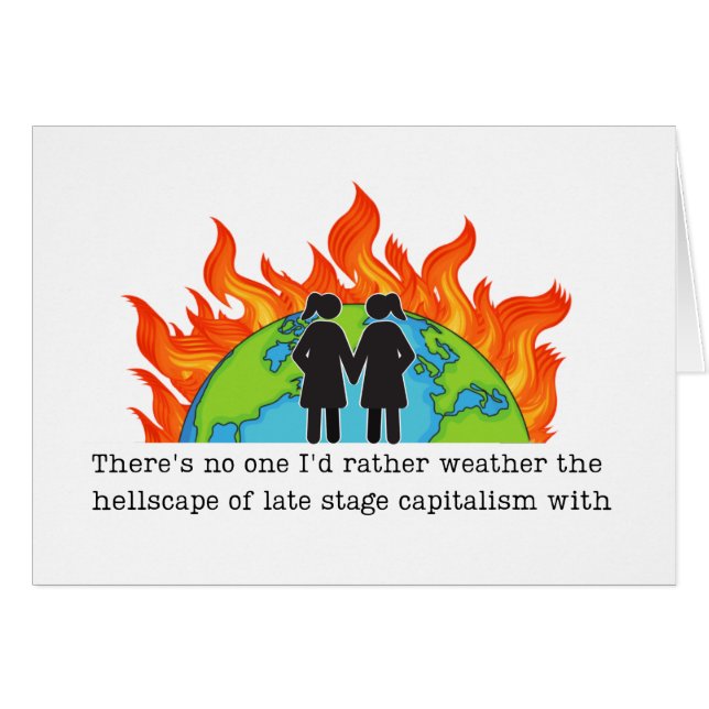 Cartão Progressivo Engraçado de Aniversário Lésbic (Frente Horizontal)