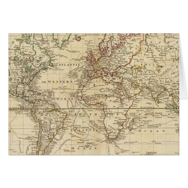 Cartão Projeção mundial do Mercator (Frente Horizontal)