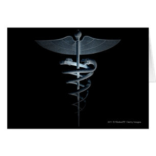 Cartão Projector em um caduceus médico