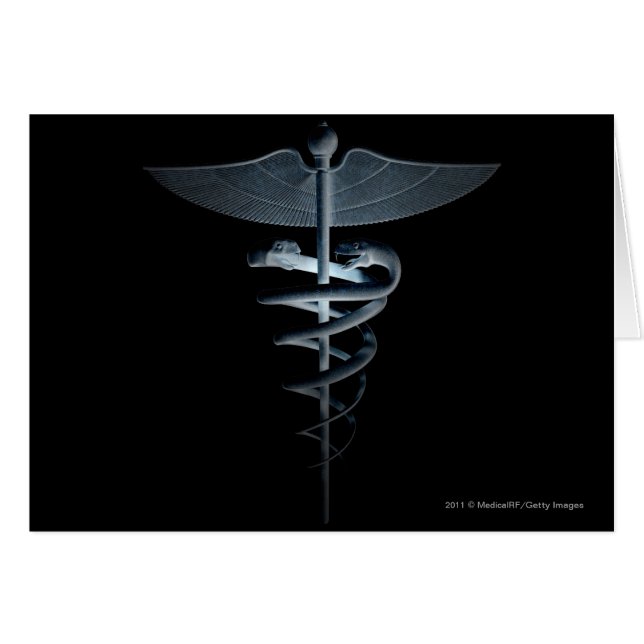 Cartão Projector em um caduceus médico (Frente Horizontal)