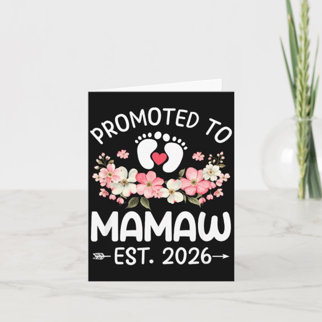 Cartão Promoted To Mamaw 2026 First Time Floral New Mamaw (Frente)