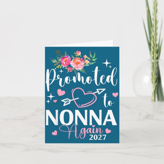 Cartão Promoted To Nonna Again Est 2027 Flower Heart  (Frente)