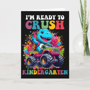 Cartão Pronto Para Esmagar Design de Caminhão de Dinossau