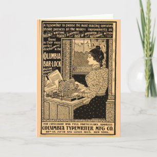 Cartão Propaganda de Máquina de Escrever Art Nouveau Anti