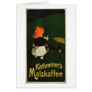 Cartão Propaganda de poster para 'o malte Coffee de
