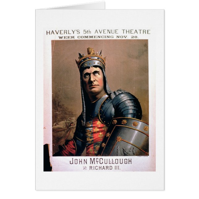Cartão Propaganda para 'John McCullough como Richard III (Frente)