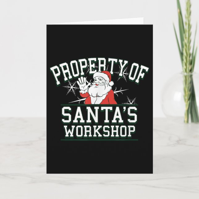 Cartão Property Of Santa's Workshop Funny Christmas  (Frente)