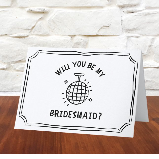 Cartão Proposta da Disco Ball Bridesmaid | Divertido, Tre (Add a dash of fun to your bridesmaid proposal with this disco-themed card! Perfect for party vibes.)