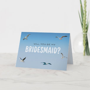 Cartão Proposta de Bridesmaid Costeira do Ombre Azul