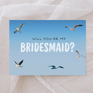 Cartão Proposta de Bridesmaid Costeira do Ombre Azul