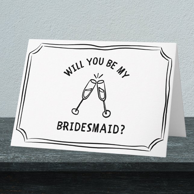 Cartão Proposta de Bridesmaid do Champanhe Whimsso (op the question to your bridesmaids with this chic champagne-themed proposal card.)