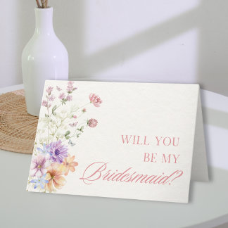 Cartão Proposta de Bridesmaid Floral de Watercolor Elegan