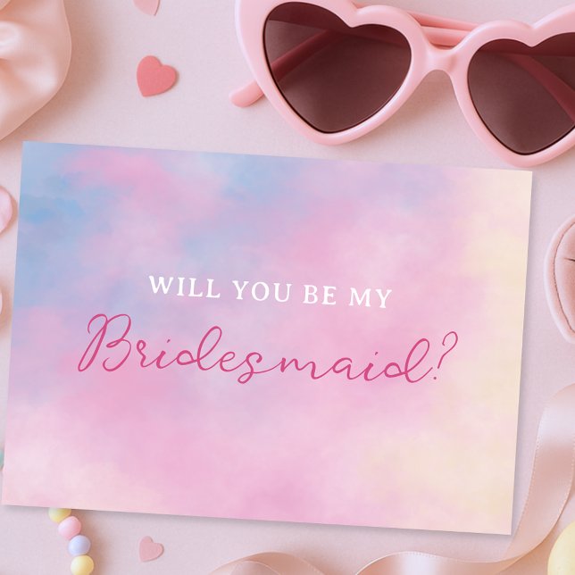 Cartão Proposta de Bridesmaid sobre as nuvens de pasto su (Criador carregado)