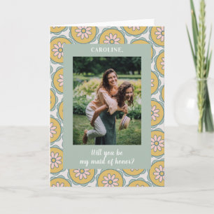 Cartão Proposta de Foto de Damas de Honra Floral Pastel B