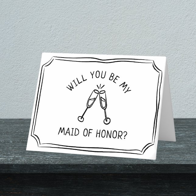 Cartão Proposta de Madrinha de casamento de Champanhe Whi (Ask your best friend to be your matron of honor with this elegant champagne card.)