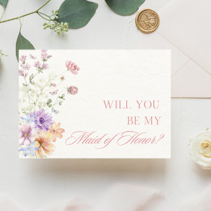 Cartão Proposta de Madrinha de casamento Floral Elegante 