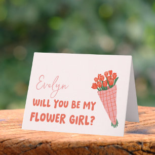 Cartão Proposta de Menina de Flor Personalizada de Tulipa
