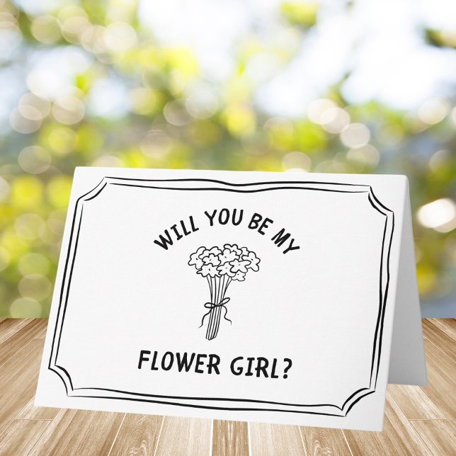 Cartão Proposta de Menina Flor do Buquê Floral Bonita (Pop the question to your flower girl with this cute floral card! )